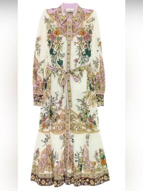 BLOOMINGDALES NANCY YANG CHIFON OVERLAY FLORAL PRINT MAXI DRESS S/M NWT